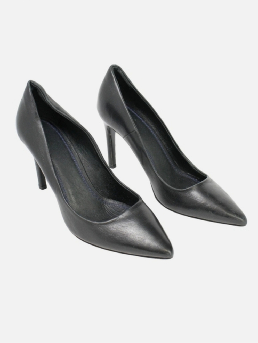 Maje Black Leather Pointed Toe High Heels Women's Size 38 EU 7.5 US